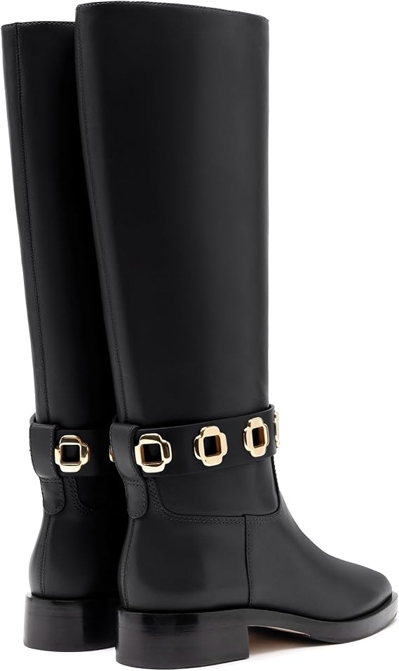 Milan Flat Boot In Black Leather