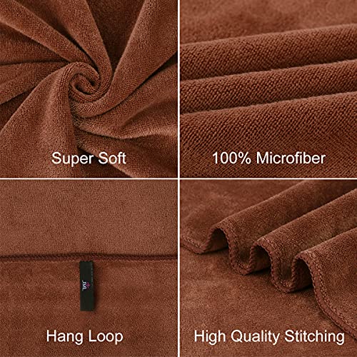 Image of JML Large Bath Towels Set of 2, 30 inch x 60 inch, Oversized, Soft, Absorbent, Fast Drying Microfiber Bathroom Towel for Sauna, Salon, Hotel, Sport, Fitness, Yoga, Brown