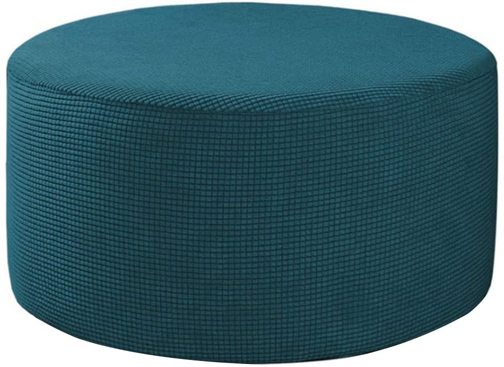 Velvet Ottoman Slipcovers /Cover ，Round Stretch Footstool Cover, With Elastic Bottom ， Modern Dustproof Foot Stool Covers Removable Washable Large Anti-Slip Pouffe Cover ( Color : A22 , Size : 76-104c