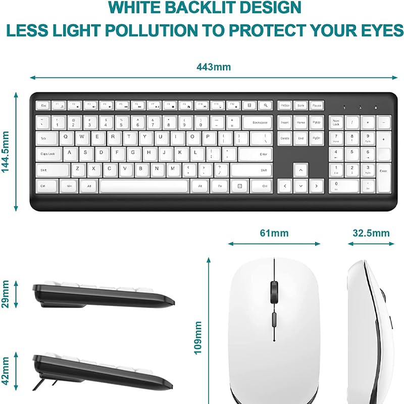 Ergonomic Wireless Keyboard and Mouse Combo - Silent, 2.4G, Multi-Device Support for Laptops & Desktops