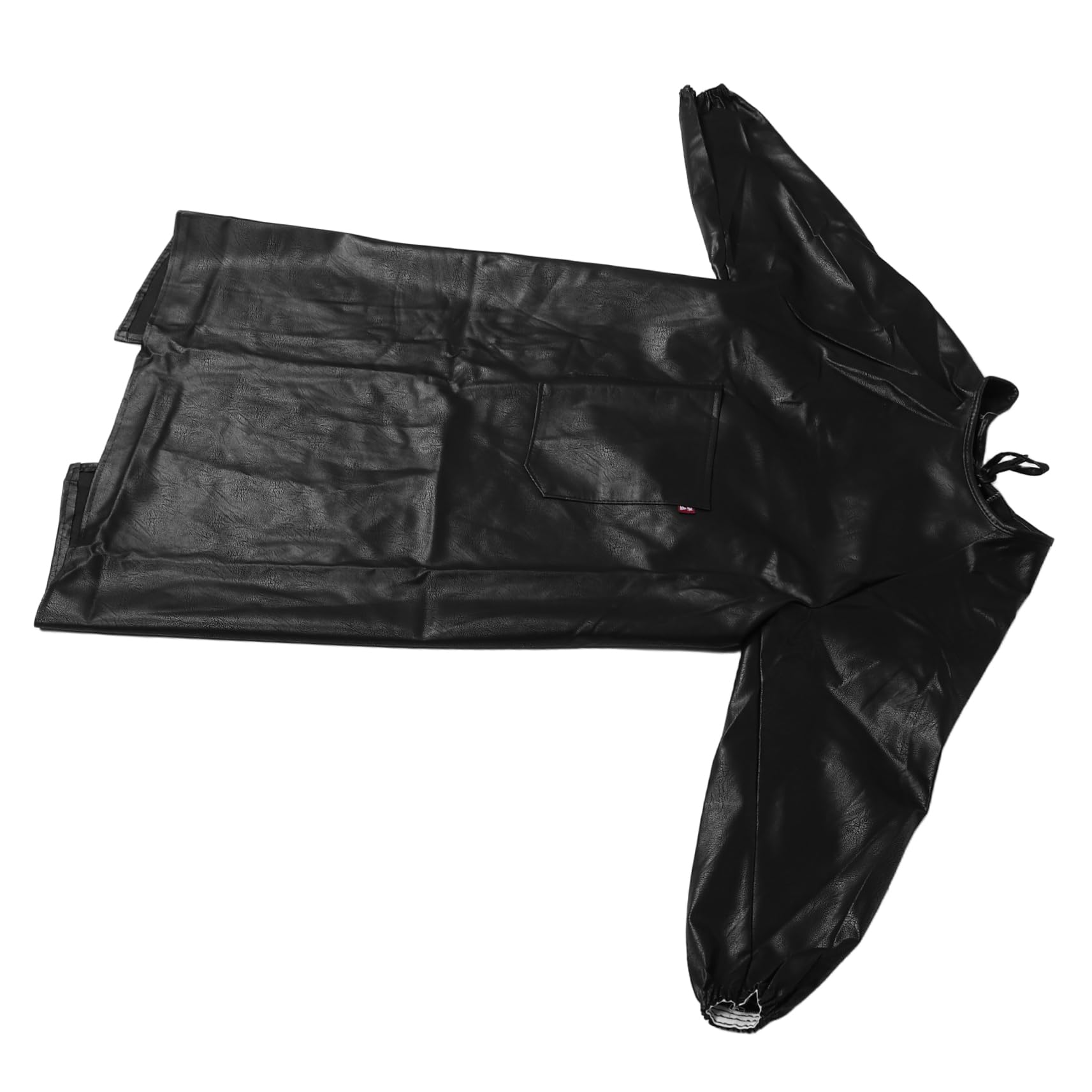 Grembiule lungo Maniche Lunghe in Pu Nero Collo Regolabile