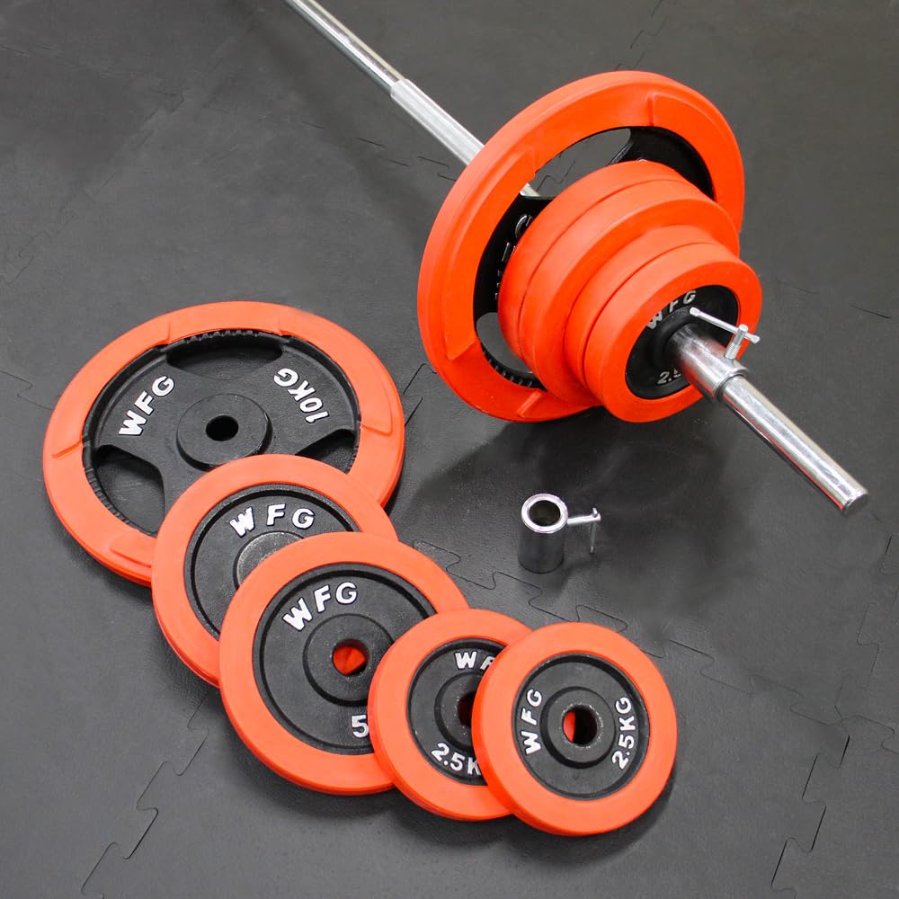 Amazon | WILD FIT ワイルドフィット 赤ラバー バーベルセット 60kg Amazon | WILD FIT ワイルドフィット 赤ラバー バーベルセット 60kg
