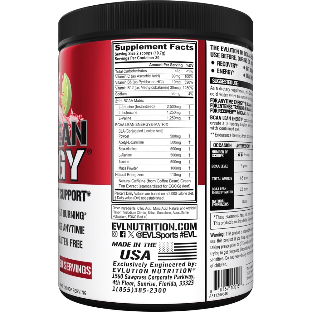 EVL BCAA Lean Energy Powder Amino Acids Supplement - Cherry Limeade — Amazon image 3
