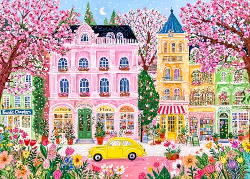Spring City Jigsaw Puzzles for Adults 1000 Jigsaws Floral Shop Bookstore Car 1000 Piece Jigsaw Puzzles for Adults