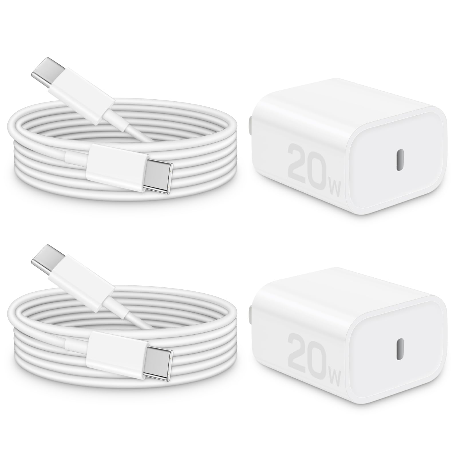 i Phone 17 16 15 Charger Fast Charging - 20W PD Fast Charger Block with 6Ft USB C Cable for i Phone 17/16/15 Series, i Pad Pro/Air/Mini, Galaxy S23, Pixel 8 & More (2-Pack)