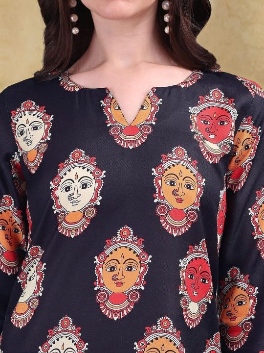 Image of MS VHCK ENTERPRISE Women Printed, Tribal, Kalamkari, Abstract Khadi Cotton Kurti.