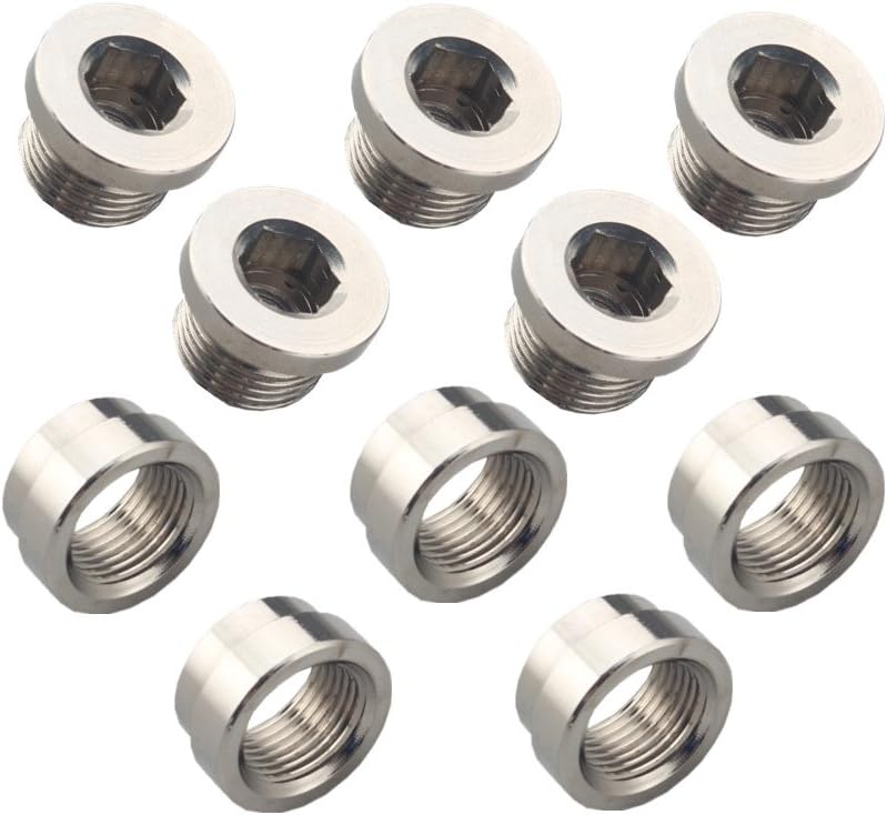JGR O2 Oxygen Sensor Stepped Weld Bungs (5 Bungs/5 Plugs) M18 x 1.5