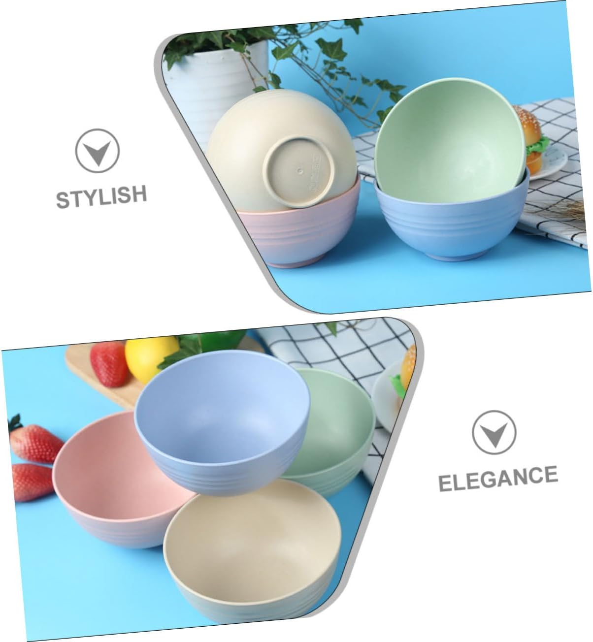 Unbreakable Bowl Set of 4-4.72 Inch Plastic Kitchen Bowls for Soup Rice Noodles - Shatterproof Dinnerware for Family Meals and Everyday Use