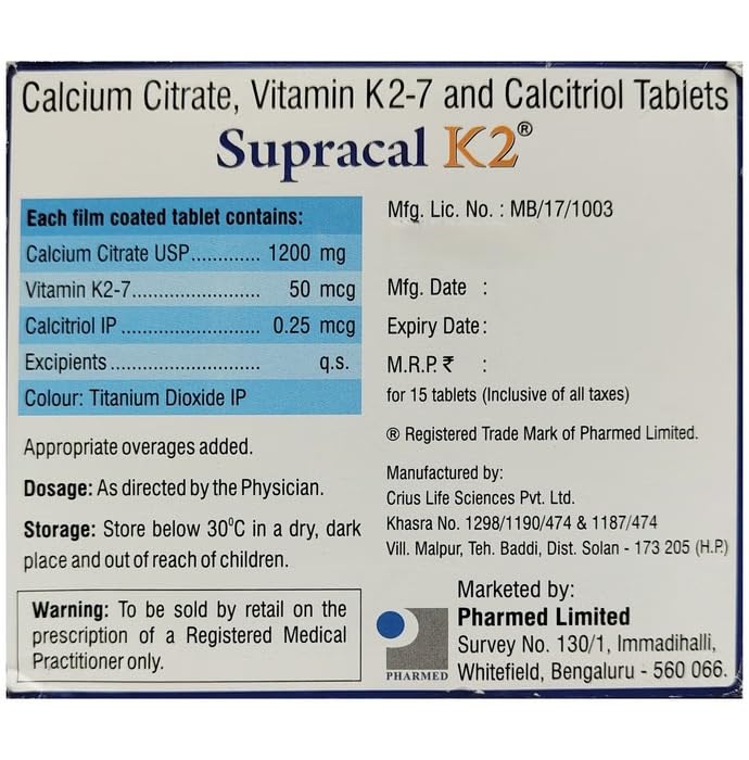 Image of Supracal-K2 - Strip of 15 Tablets