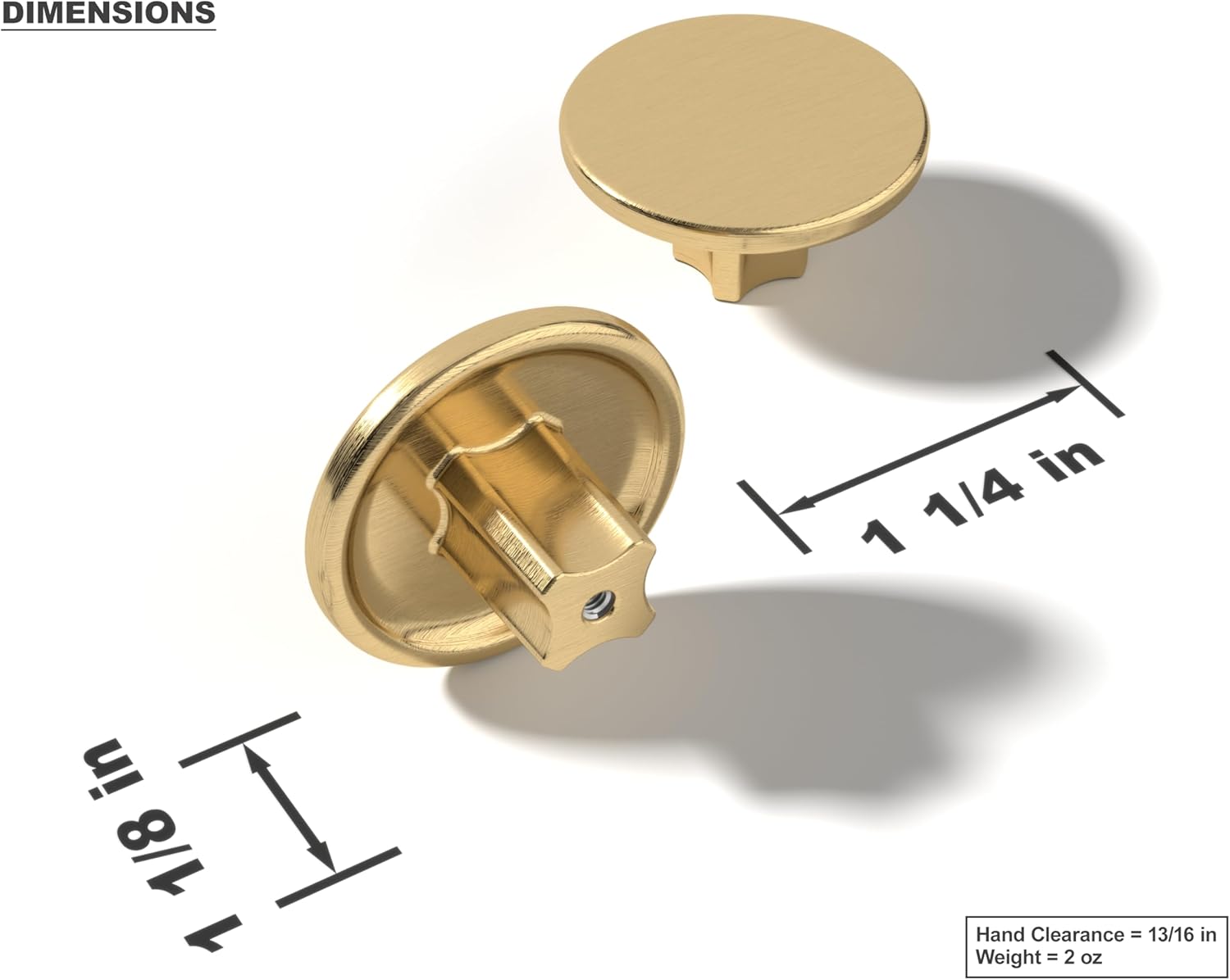 | 5 Pack Brushed Satin Gold 1.6 Inch Diameter | Solid Metal Cabinet Pulls Bathroom Home Decor Drawer Knobs | Stainless Metal Kitchen Cabinet Handles | Grappa Collection