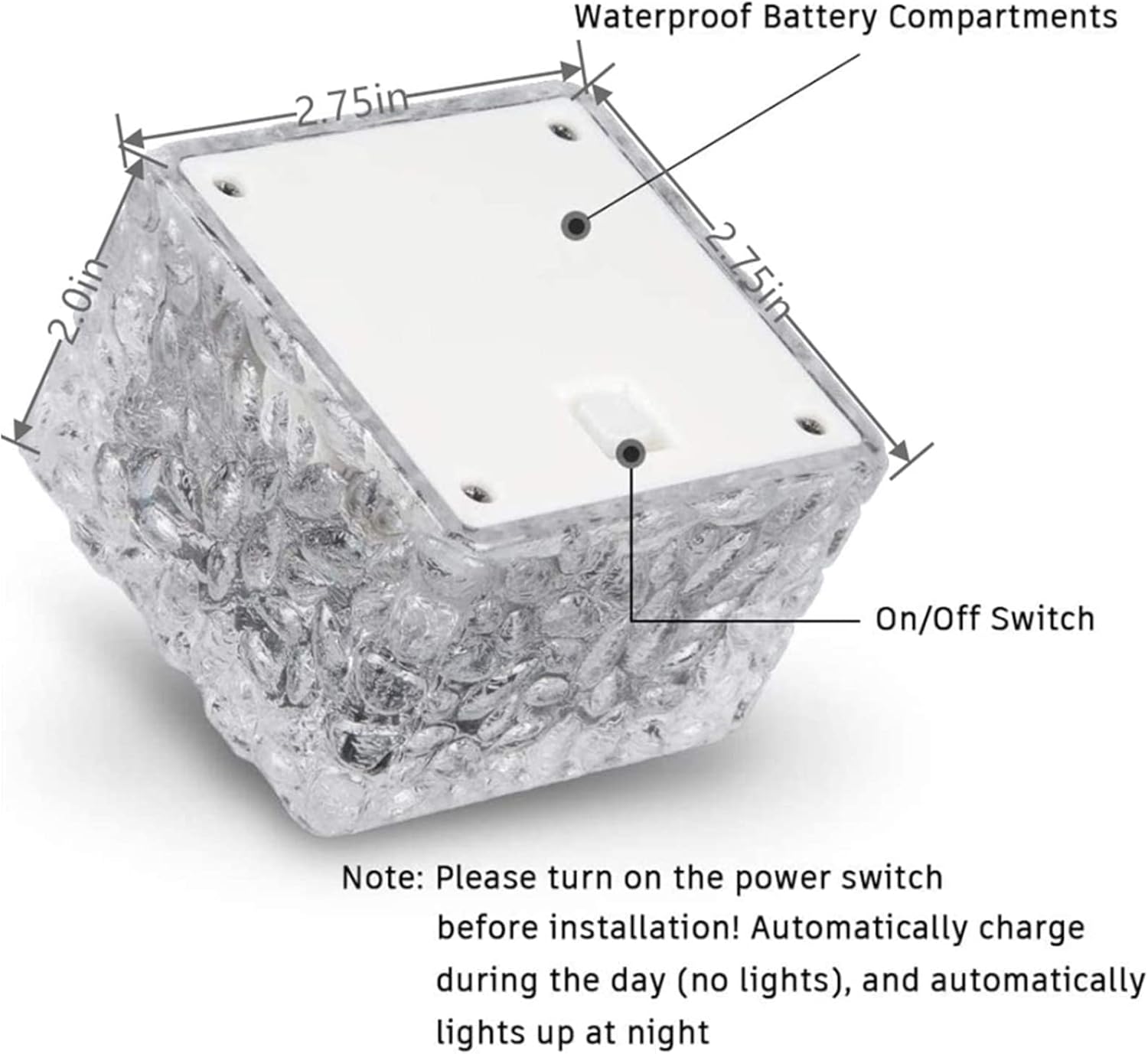 HOFLYW 6 Pack Solar Brick Lights Landscape Path Light Garden Decoration Yard Paver Road Lighting Recessed Paver for Garden, Pathway, Patio, Walkway Decor