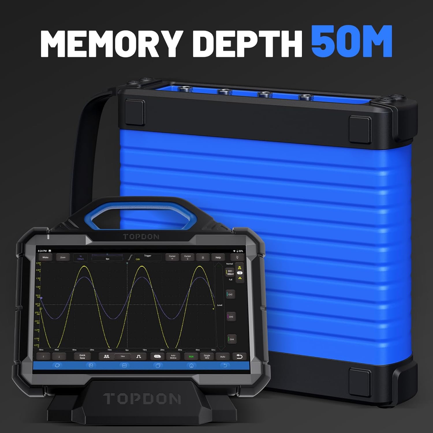 TOPDON Phoenix Scope, 4 Channel Oscilloscope with Accessories, Works with Phoenix Max/Smart/Elite Diagnostic Tools, 23 Auto Measurements & Waveform Analysis