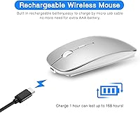 Vista 3 de Ratón ergonómico Bluetooth para Mac, ratón Bluetooth inalámbrico recargable, 2.4G ratones inalámbricos 4 botones y 3 DPI ajustables para ordenador