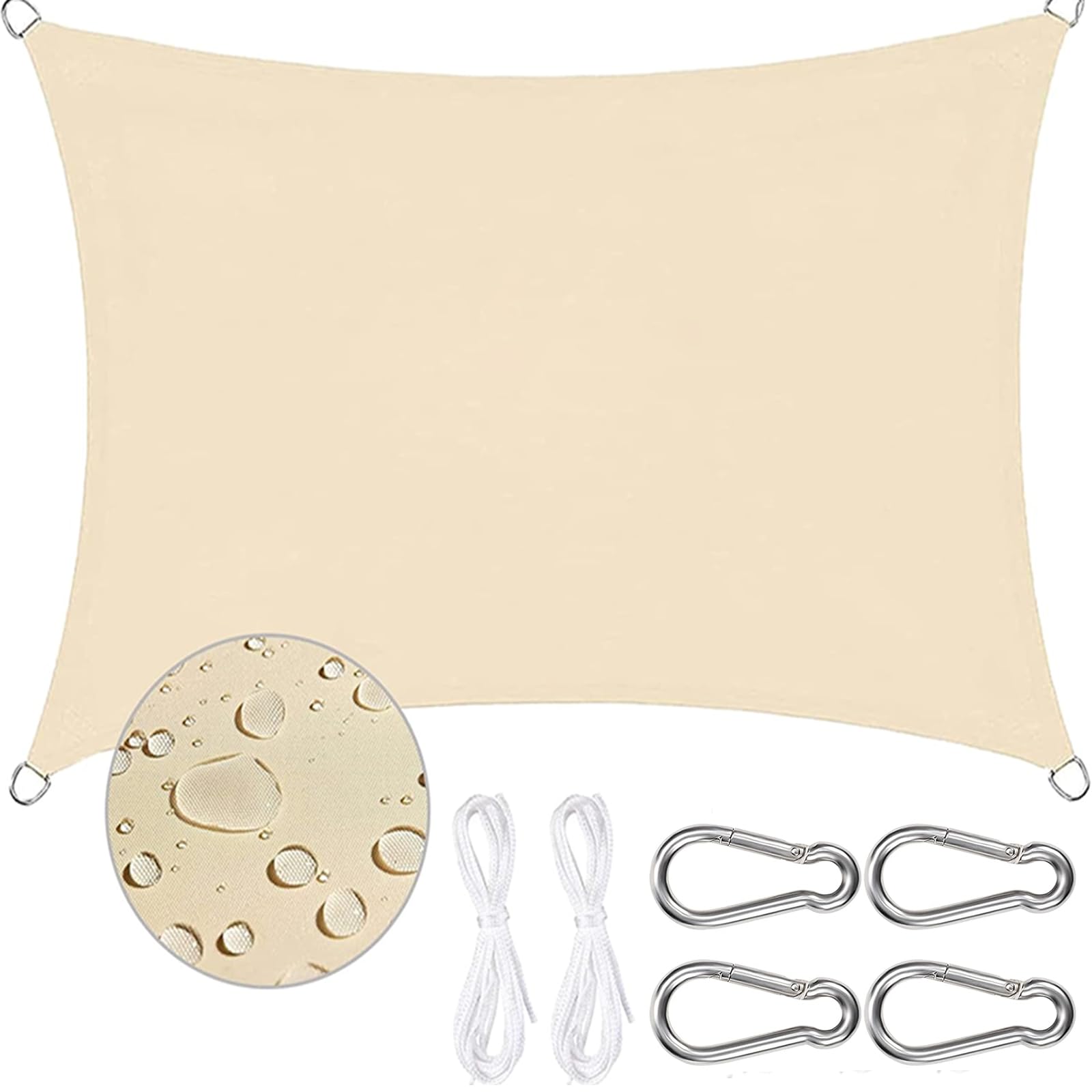Voile d'ombrage rectangulaire anti-UV et étanche, bâche de protection solaire pour cour et fêtes