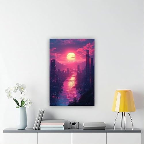 Miniatura 6 de Vaporwave Neon City Wall Art  Synthwave Retro Futuristic Print  Abstract 80s Aesthetic Poster for Modern Home Decor Poster Canvas Artwork Prints