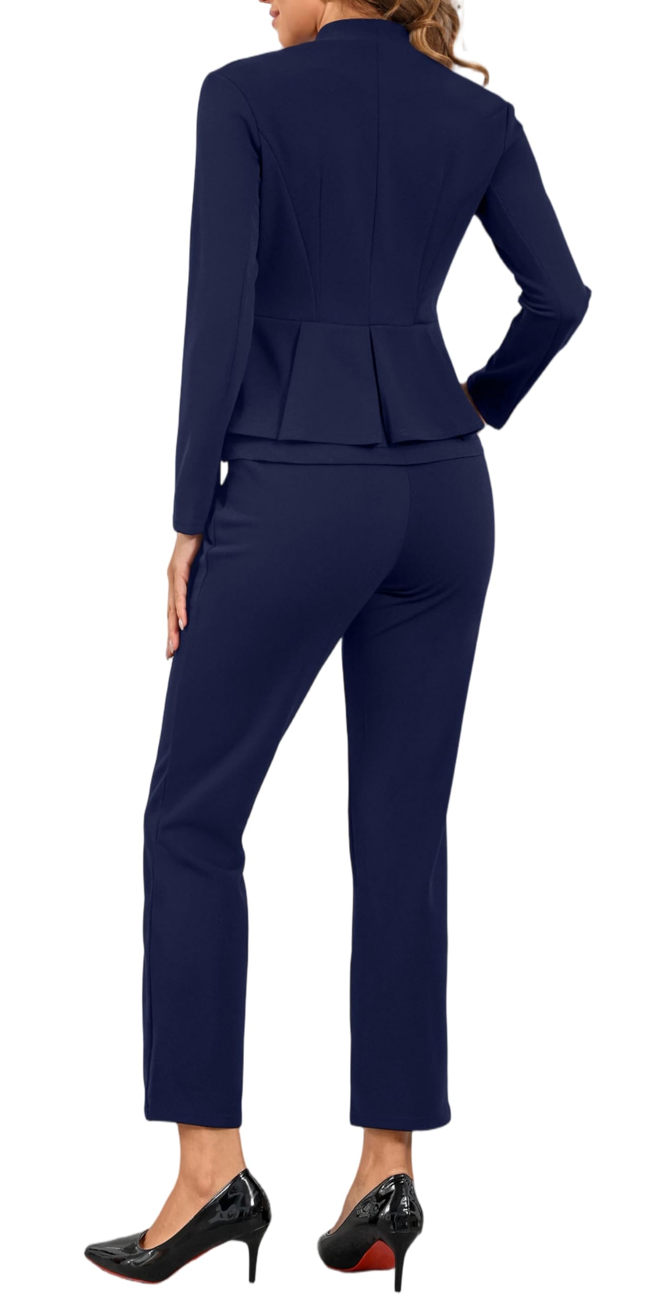 Womens Business Pant Suits 2 Piece Set Work Casual Outfits Dressy Blazer Jacket and Pants Suit