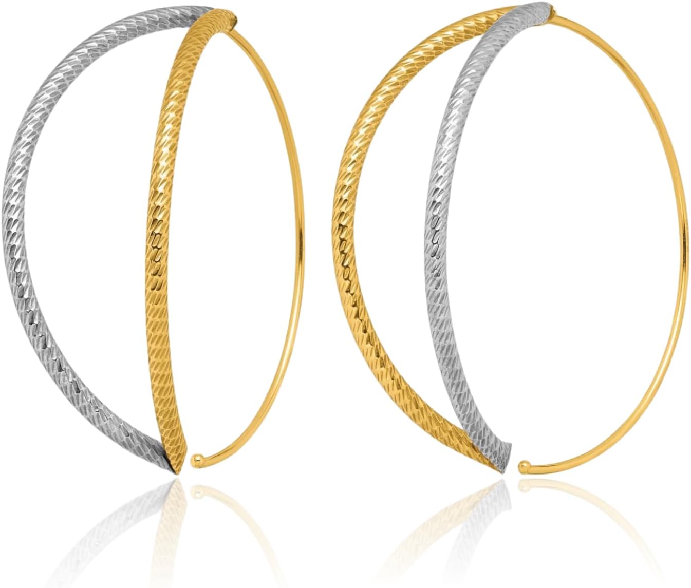 IceCarats 14K Solid Yellow Gold Threader Earrings 41.5mm 1 5/8 inch Diamond Cut, Polished For Her