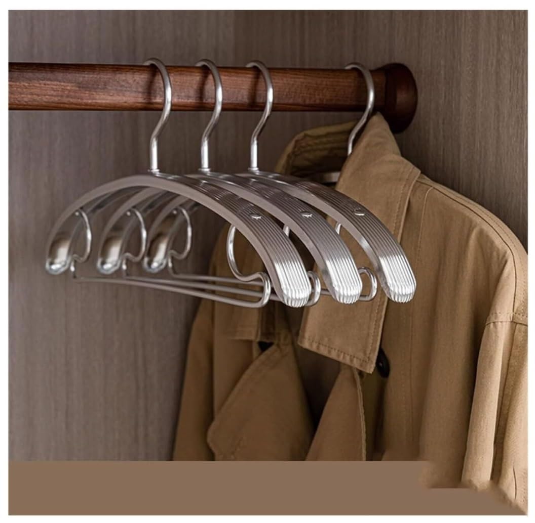 GONMDOPY Coat Hangers,10Pcs Aluminumy Width Clothes Hangers,Space Saving No Trace Storage Rack Clothes Organizer Suit Hangers/Sier/10Pcs