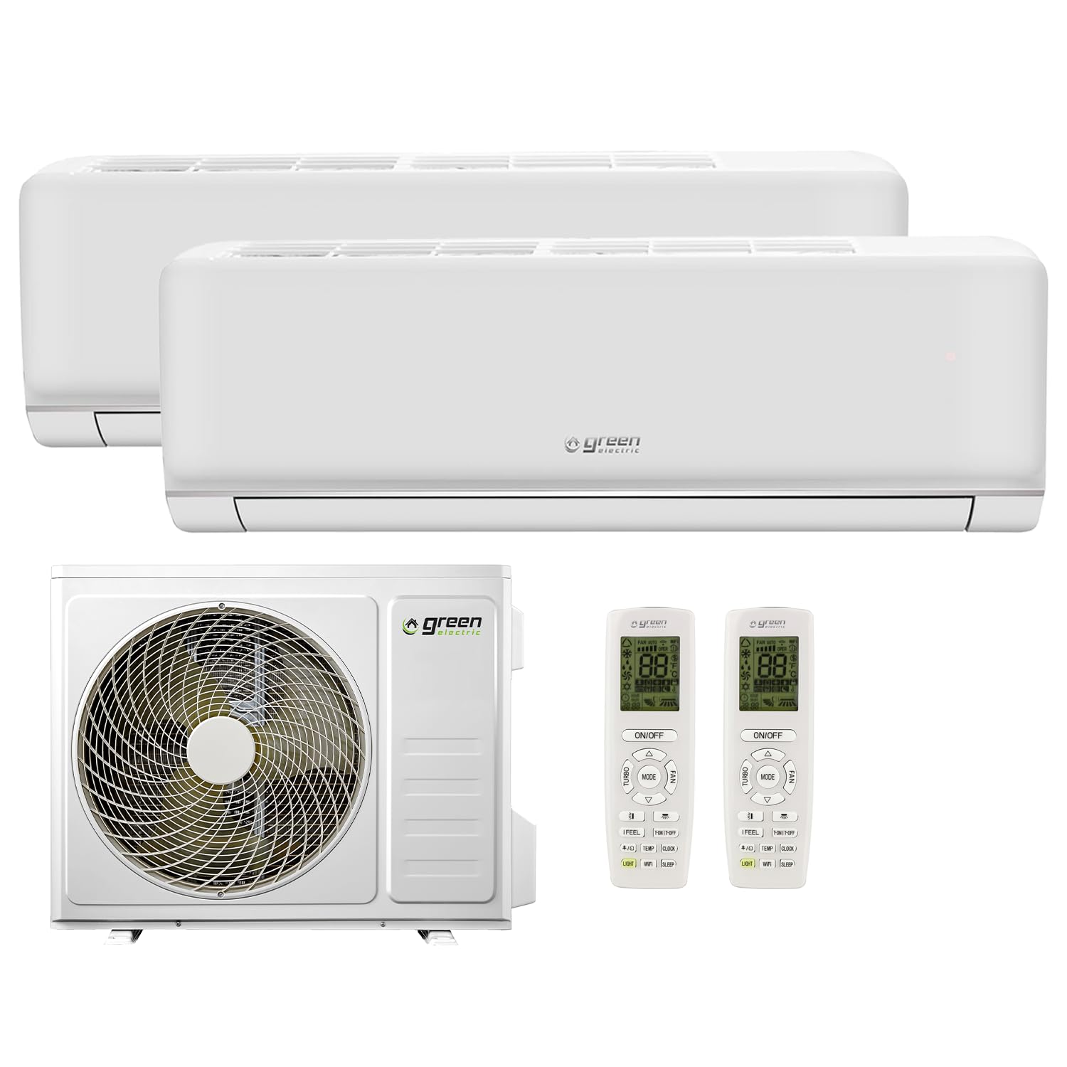 Klimaanlage Dual Split 9000+18000 BTU Wi-Fi R32 A++/A+ Zwei Inneneinheiten Fernbedienung App-Steuerung