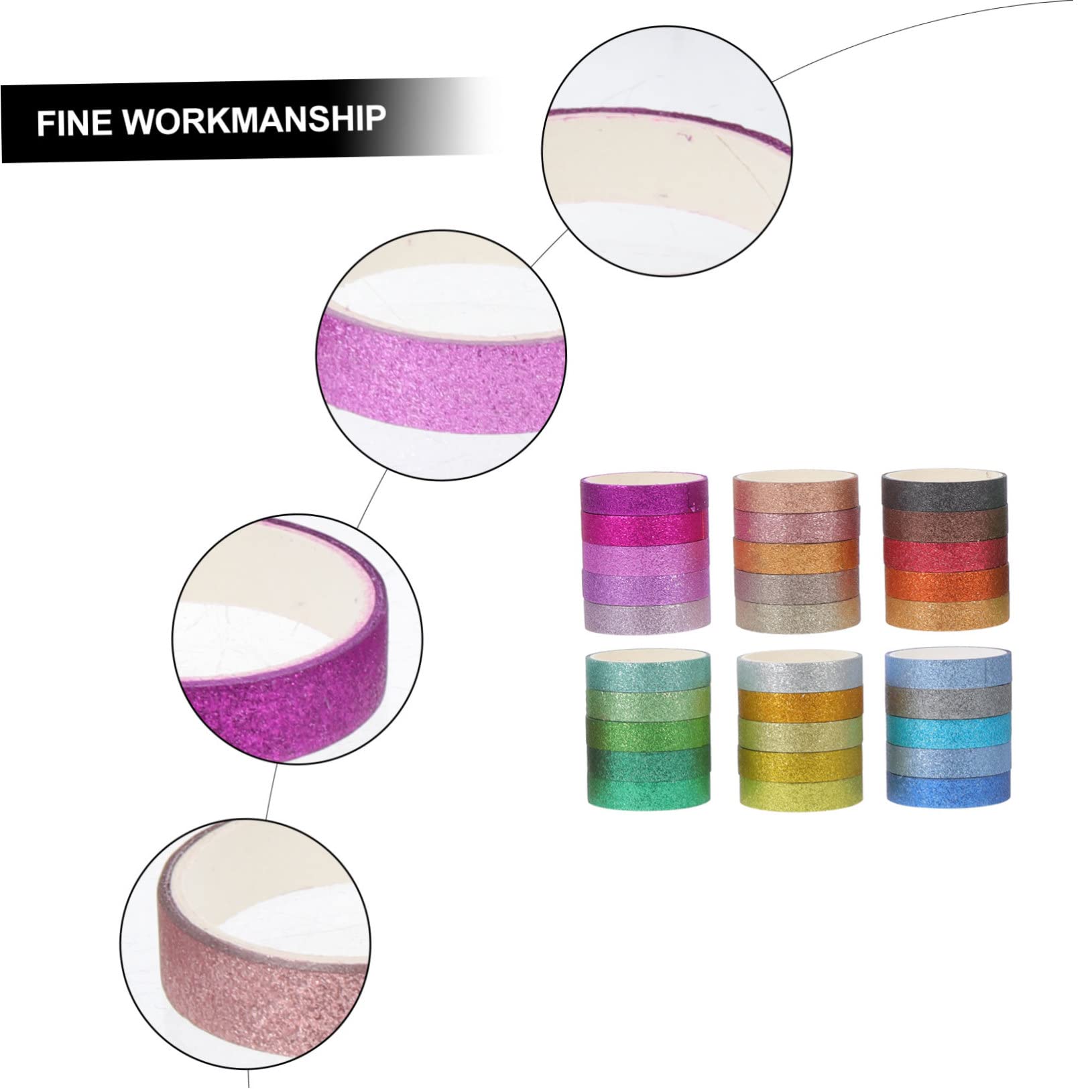NUOBESTY 3 Set Di Nastri Decorativi Per Scrapbooking Nastri Adesivi Washi Sottili Glitterati Adesivi Decorativi Estetici 30 * 3