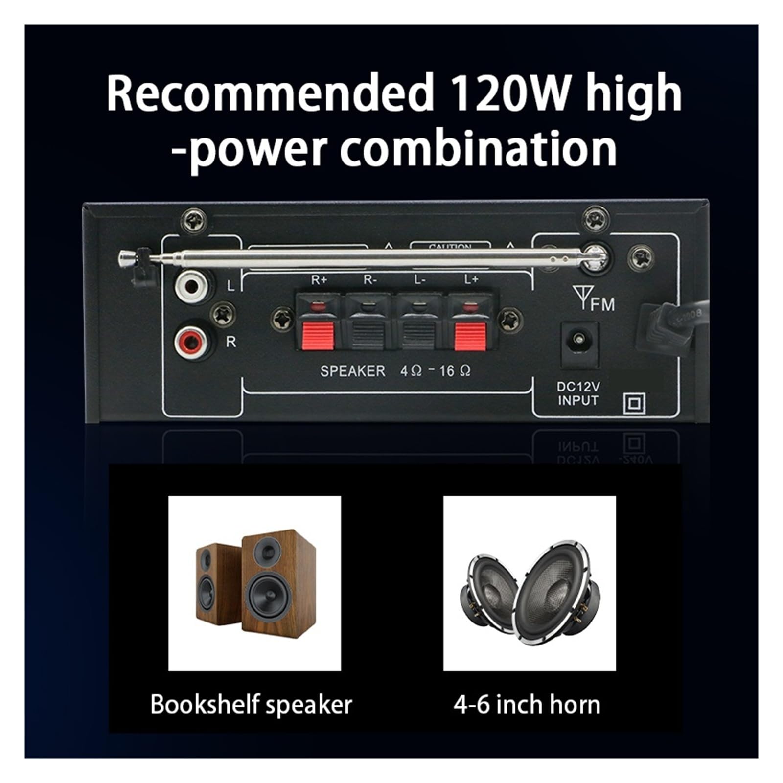 Wzmacniacz audio, Wzmacniacze samochodowe 400 W, 2-kanałowy dźwięk przestrzenny Bluetooth 5.0, pilot zdalnego sterowania FM USB do domu, karaoke