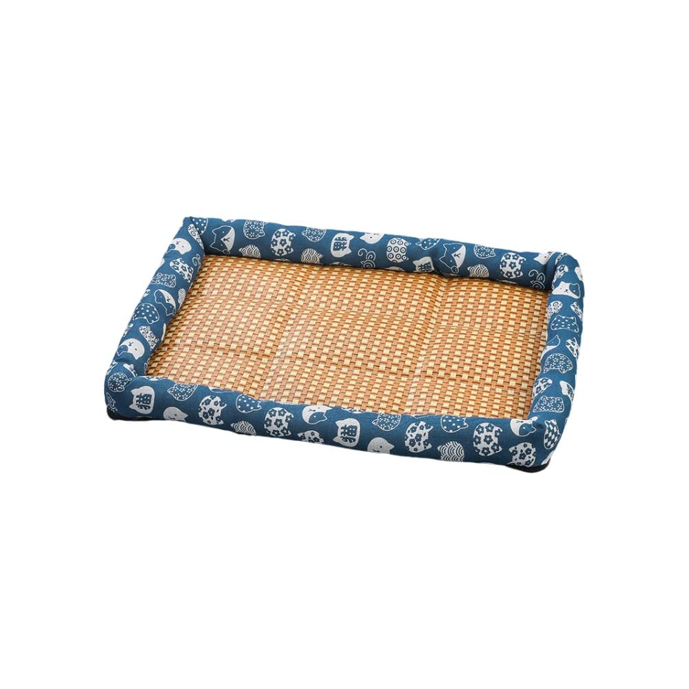 Pet Cat Cooling Bed mattress, Dog Sleeping Mat Pad Washable Soft Comfy Anti Slip Puppy Beds 40*30cm, Navy