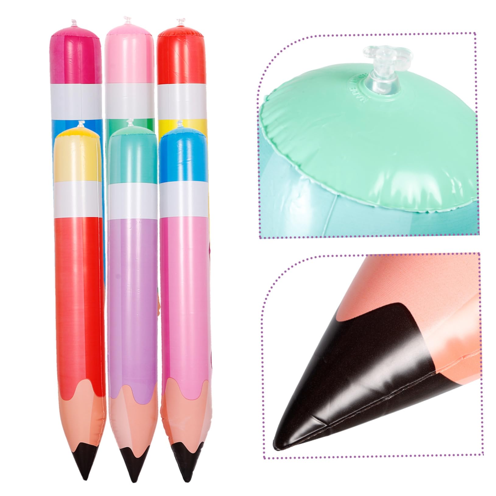 Lot De 5 Crayons Géants Gonflables En PVC - 68 Cm - Décoration Scolaire, Jeux éducatifs, événements Sportifs - Pour Maternelle Et Fêtes