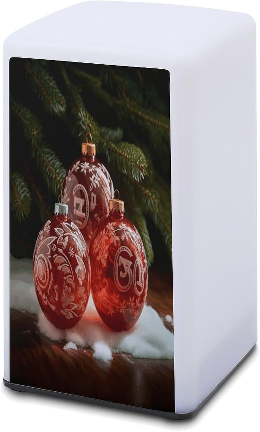 Cordless Night Light Battery Powered Dimmable Lamp for Reading Christmas Red Glass Ball Small Desk Lamp for Bedroom Living Room Office