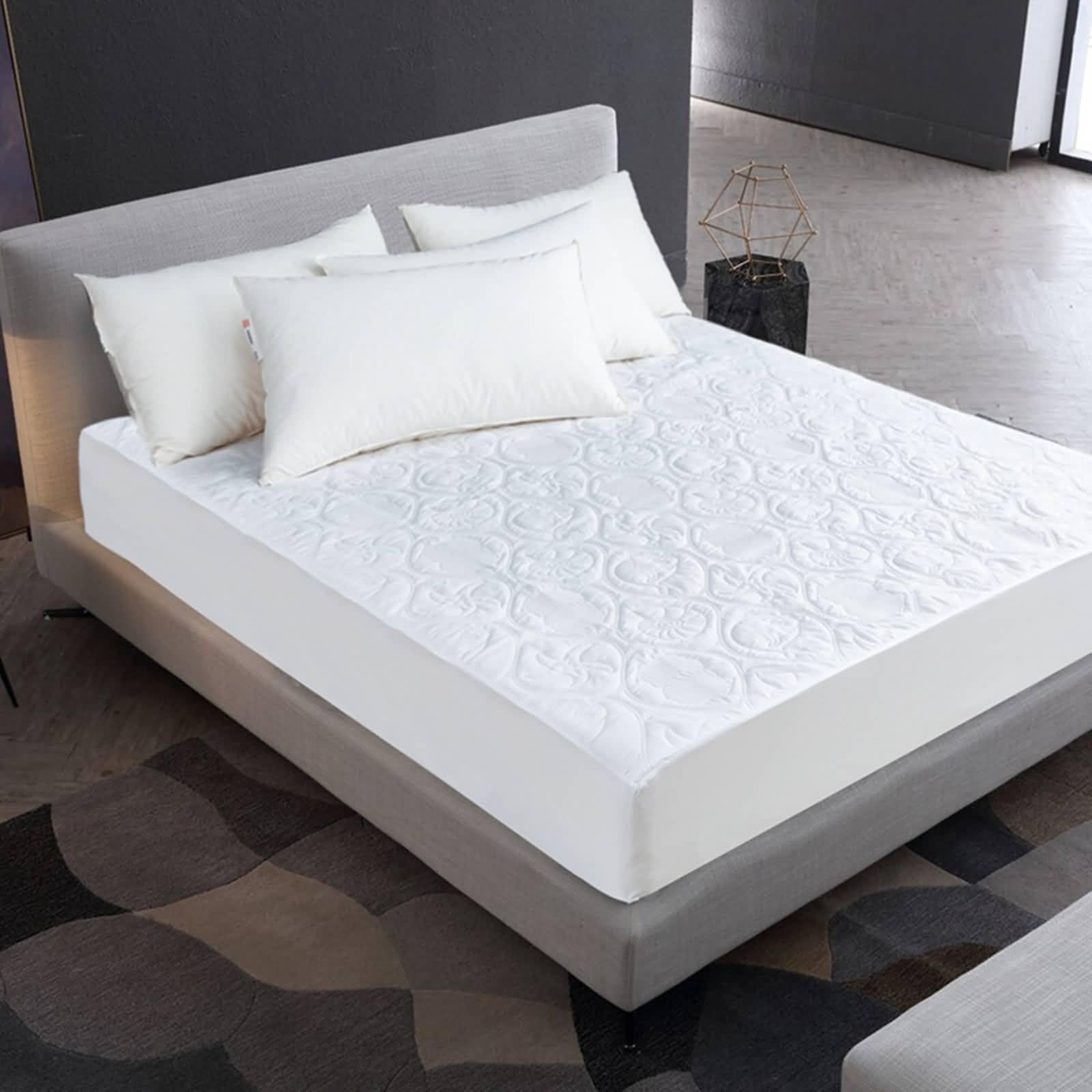 Betttuch 100x203+45cm Faltbar, Spannbettlaken Wasserbett Einfarbig, Faltenresistent Ausbleichen Polyester Bett Laken Bezug Weiß Unterbett für Matratze