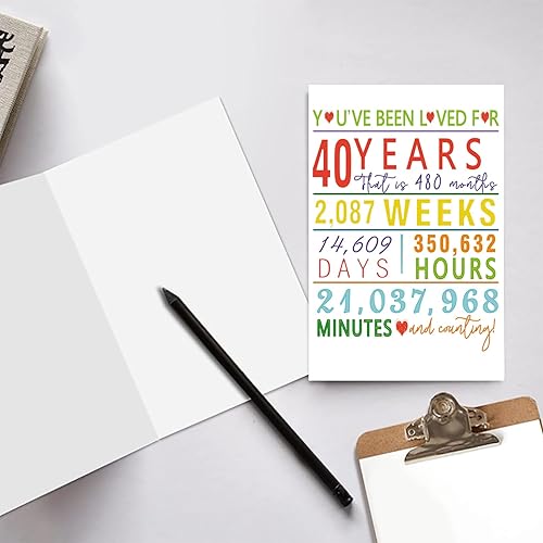 Miniatura 3 de Colorida tarjeta de cumpleaños número 40 para él y ella, decoraciones de feliz cumpleaños 40 para mujeres y hombres, divertida tarjeta de cumpleaños