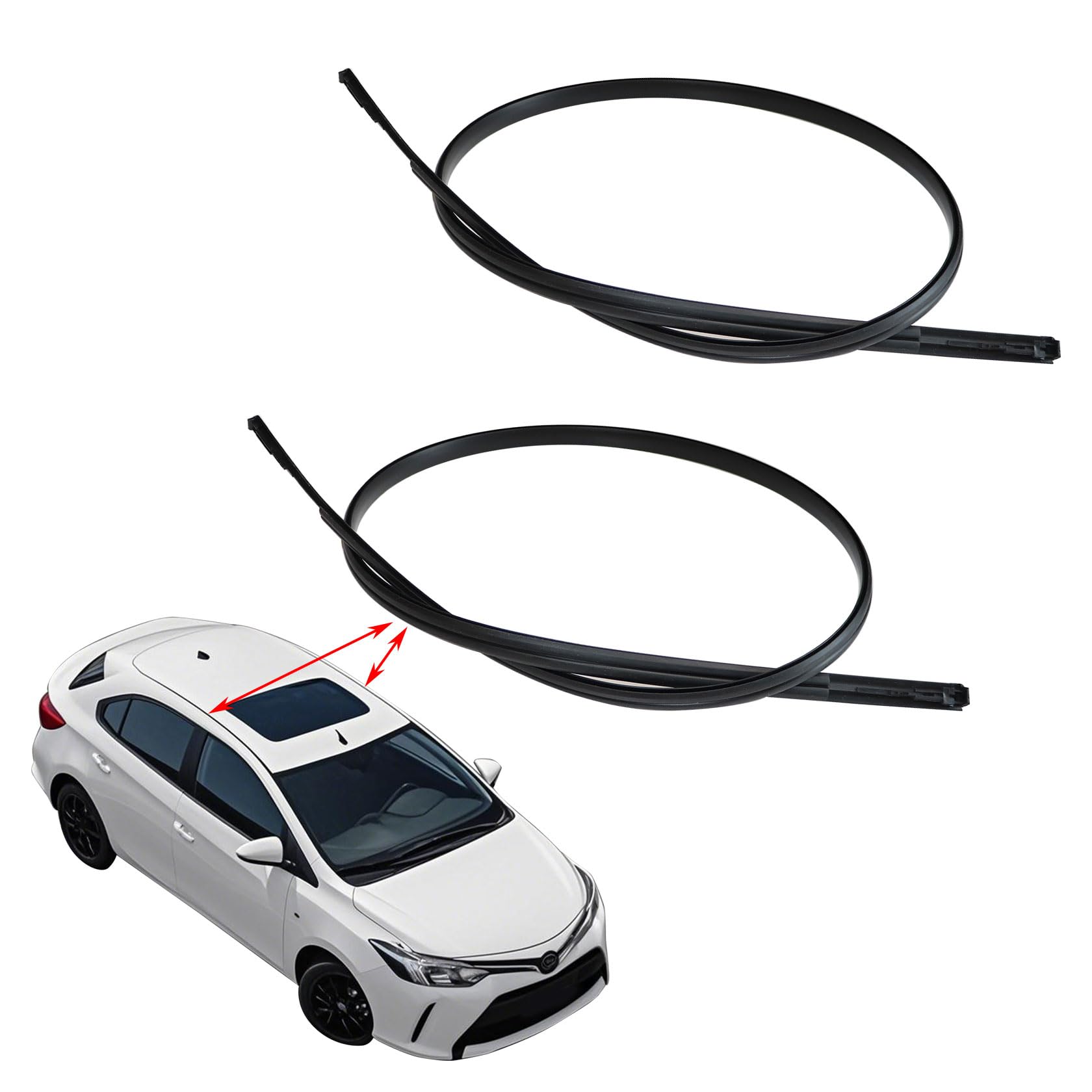 FZJDSD 75551-52160 75552-52140 Roof Drip Trim Molding Kit Left & Right Side Compatible With Toyota Yaris Sedan 2007-2011