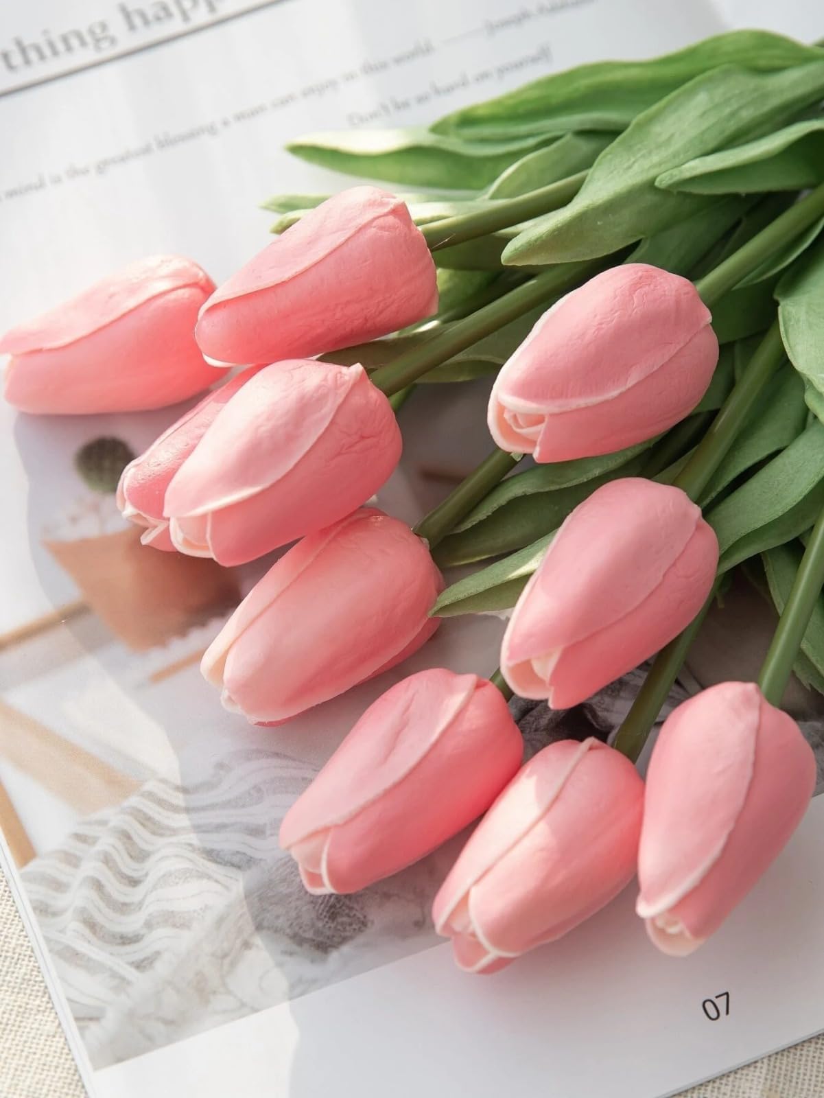 Peach Tulip Flowers - Realistic Artificial Flowers -7 Peach Tulip Flowers - Realistic Artificial Flowers -7