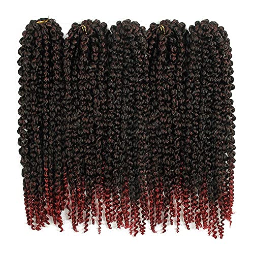 18 Inch 3D Passion twist hair Curly Crochet hair Braids Ombre Burgundy Senegalese Spring Twist Crochet Braids Synthetic Hair Extensions(5Packs,1B/BUG)