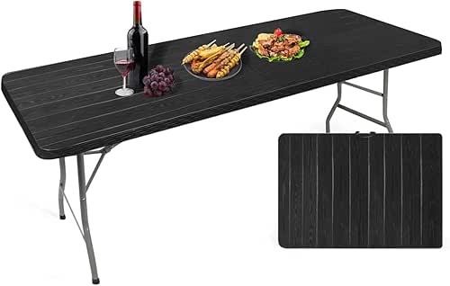 IZTOSS Table Pliante Rectangulaire en Aspect Rotin - Table de