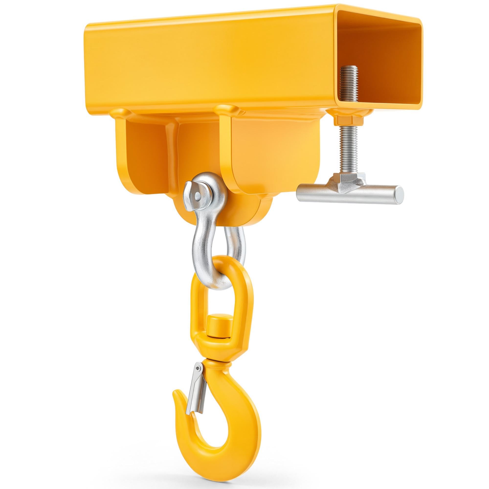 LEIFIDE Gancio di sollevamento per carrello elevatore, capacità 5000 libbre, gru a carrello elevatore mobile singola con gancio girevole a 360° e grande vite a T, dispositivo di sollevamento a
