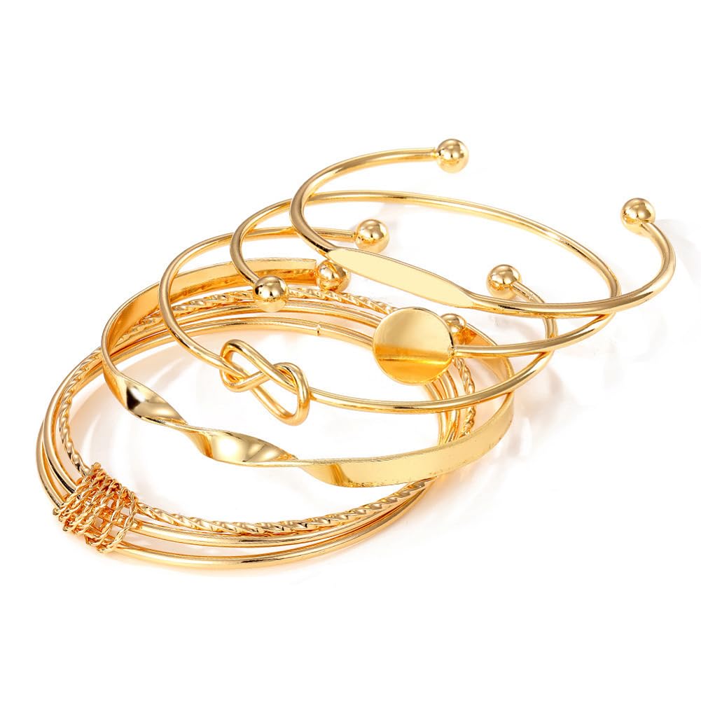 Set of 5 Latest Stylish Multilayer Gold Plated Bangle Bracelet for Women and Girls (16178b)