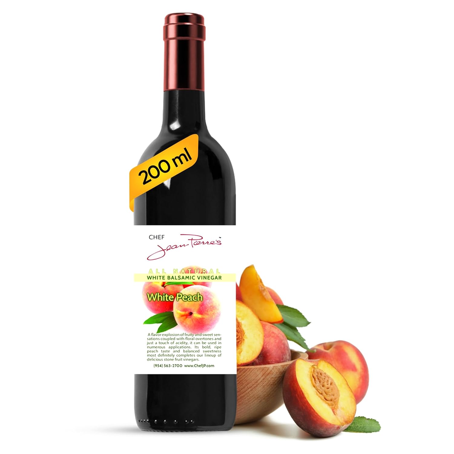 Chef Jean Pierre's Italian Balsamic Vinegar - 750ml (25oz) Rich Peach Flavor, 12-Year Traditional Barrel Aged - Ideal For Enhancing Your Meals