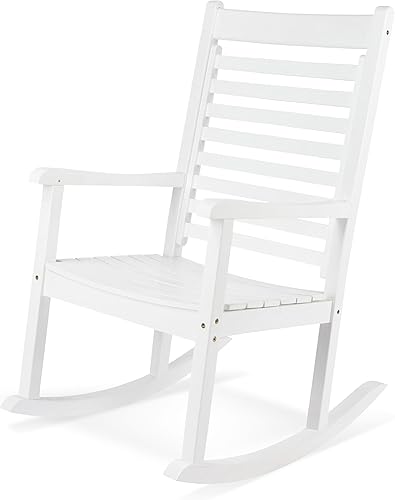 Miniatura 7 de Shine Company 4335WT Hampton - Mecedora de madera para patio al aire libre, color blanco