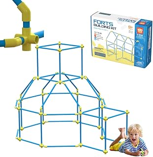 Fort Building Kit for Kids 180pc Modular Fort Builder STEM Toy Set | DIY Make Your Own Fort Playset for Girls, Boys, Toddler Children | Build Play Castle Tunnel House Structures Indoor & Outdoor