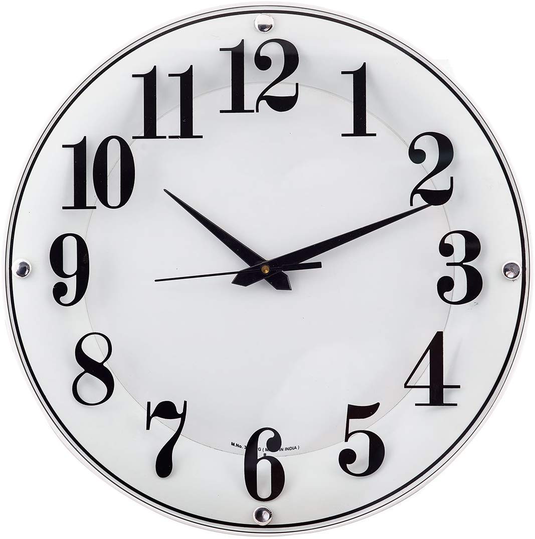 Casa Ricca Designer Round Home Decor Decorative Analog Wall Clock (Classic White and Black)