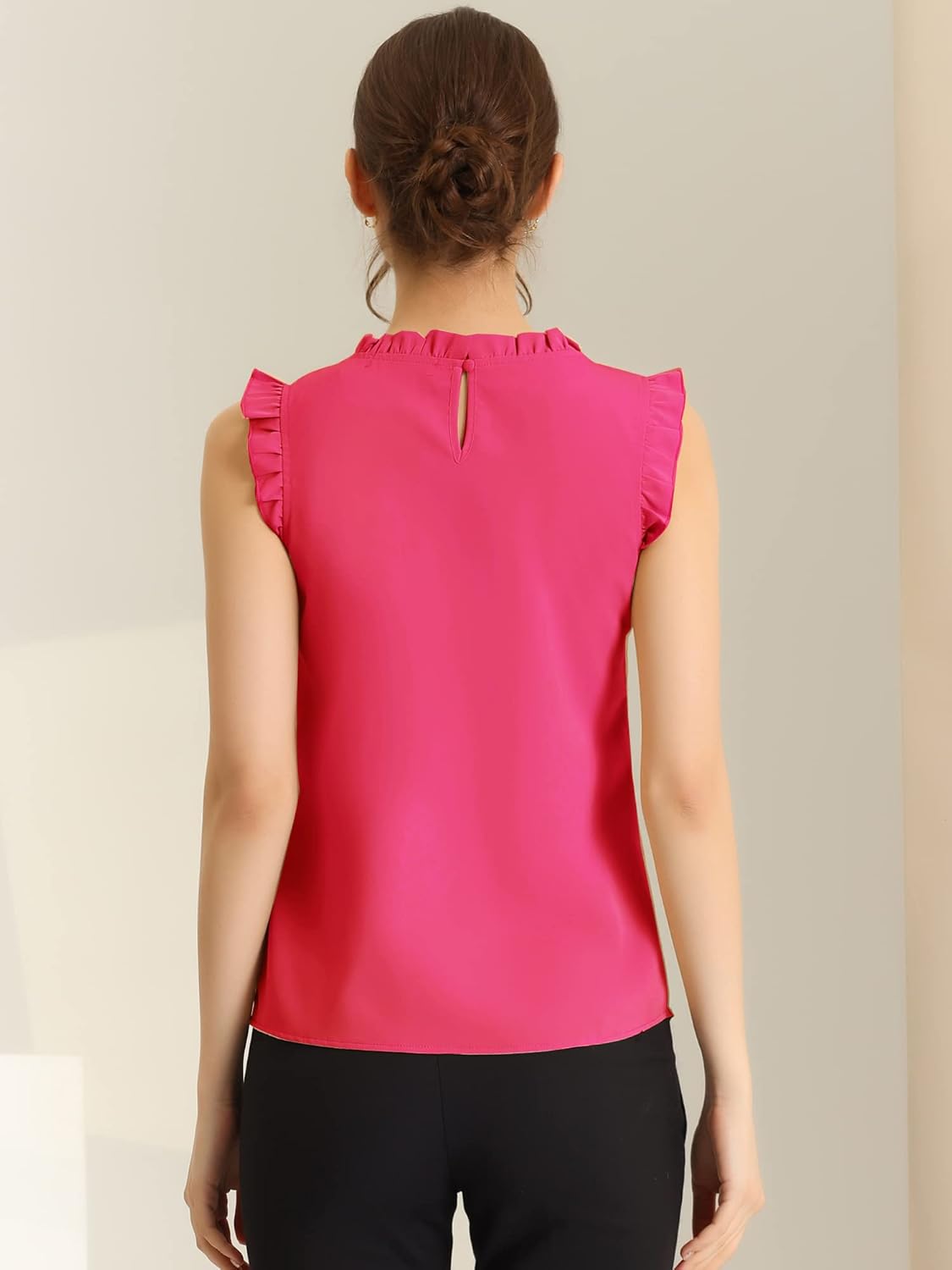 Allegra K Women's Business Blouse Office Work Shirts Vintage Sleeveless Dressy Casual Blouses Top - Image 4