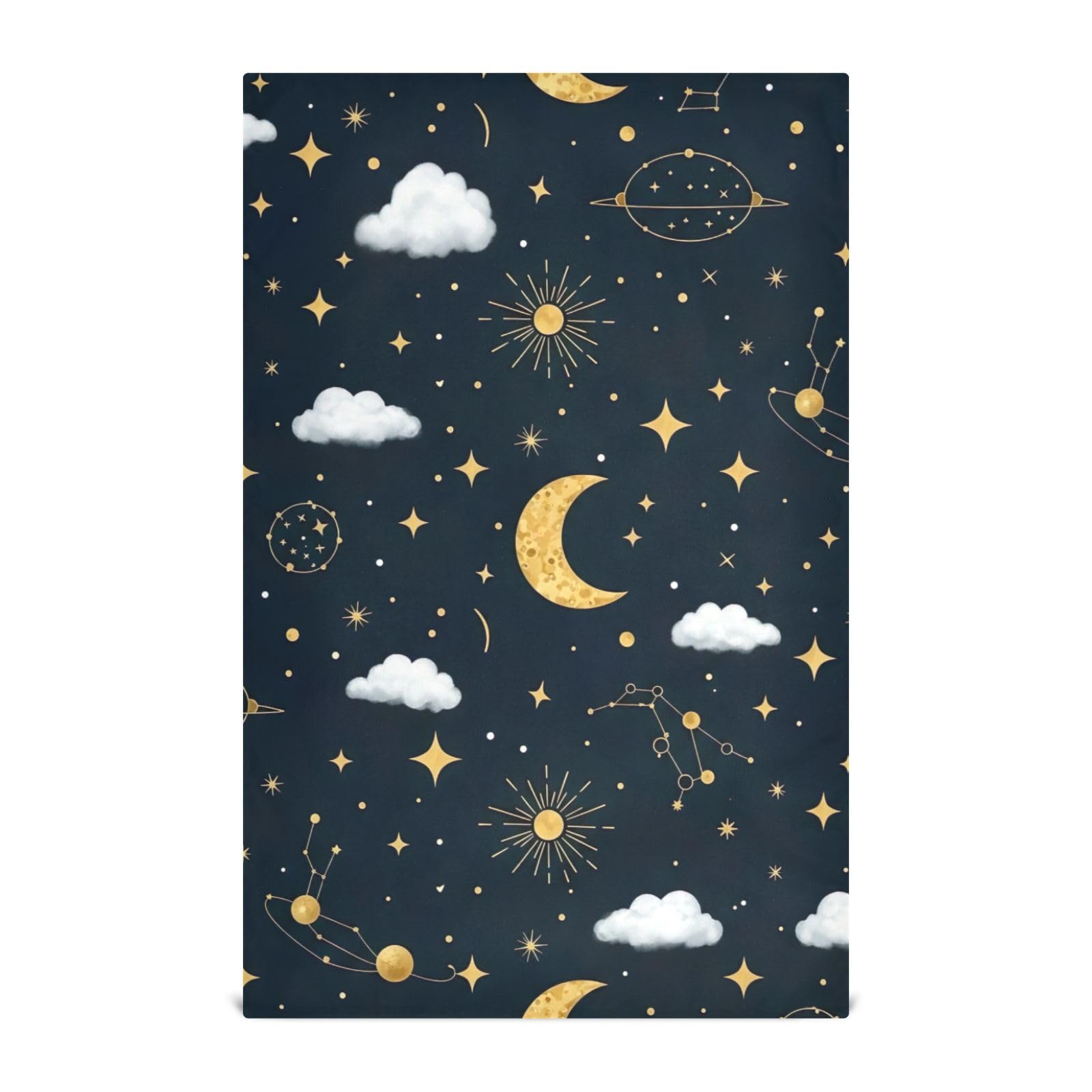 Torchons cuisine lune et étoiles dorées GAIREG lot de 6 essuie-mains noirs