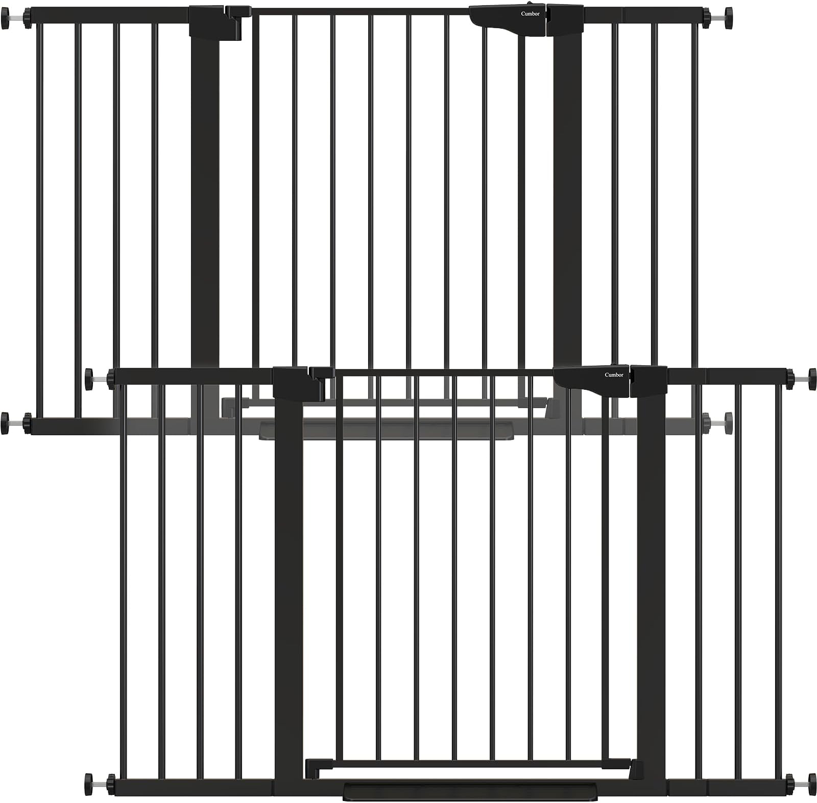 Cumbor 2 Pack 29.7-51.5" Baby Gate Extra Wide, Easy Walk Thru Dog Gate for The House, Auto Close Safety Pet Gates for Stairs, Doorways, Child Gate with Door,Black, Mom's Choice Awards Winner