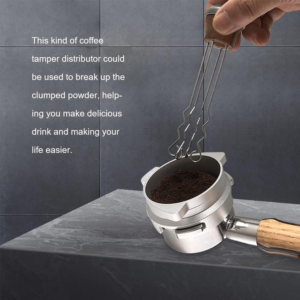 Solid Wood Handle Needle Coffee Tamper Distributor Leveler Tool Type Powder