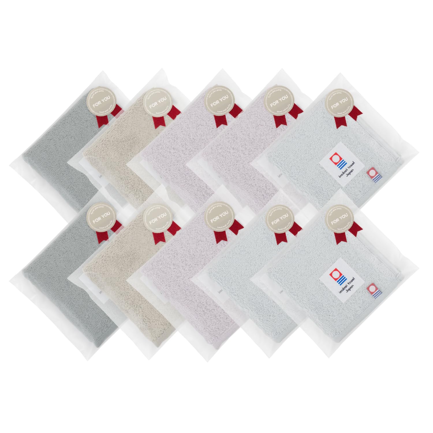 oruTa Imabari Towel Handkerchief Set of 10 Assorted Soft Twist Cotton Japan