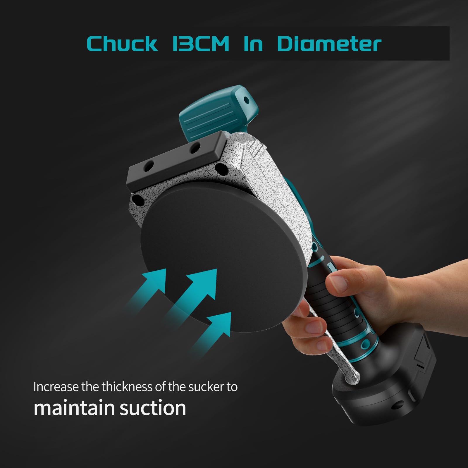 Powtree 2IN1 Akku Fliesenrüttler für Makita 18V Akku (ohne Batterie), 70kg Adsorption Fliesen Vibrationsgerät Fliesenvibrator mit 5 einstellbaren Geschwindigkeiten und großem Saugnapf