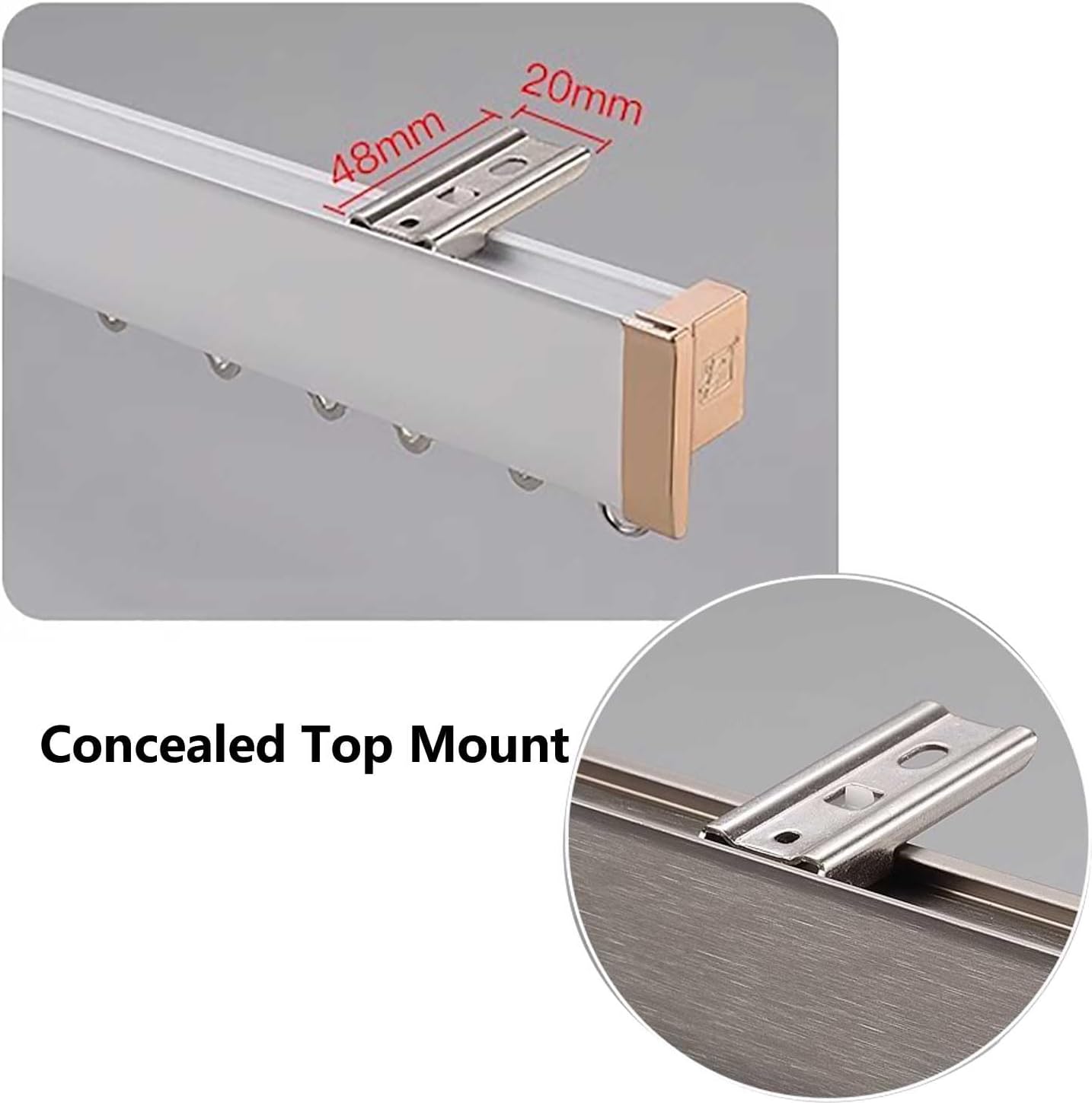 Ceiling Curtain Track Set, 2.7m (8.6ft) Adjustable Blackout Curtain Rods in White/Black/Champagne - Perfect for Room Dividers & Window Treatments