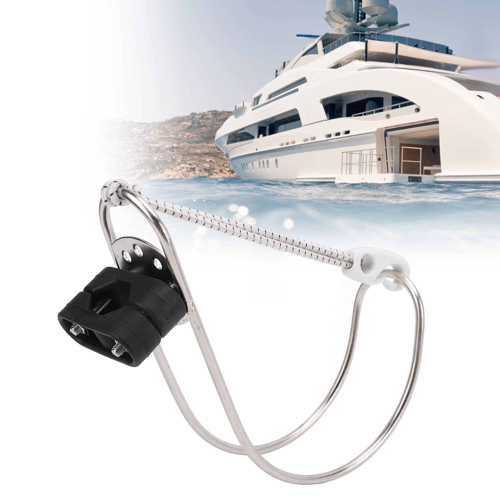Soporte de Herradura Salvavidas Soporte de Aro Salvavidas Marino con Ajuste de Ángulo Flexible Pulido Metálico para Barco
