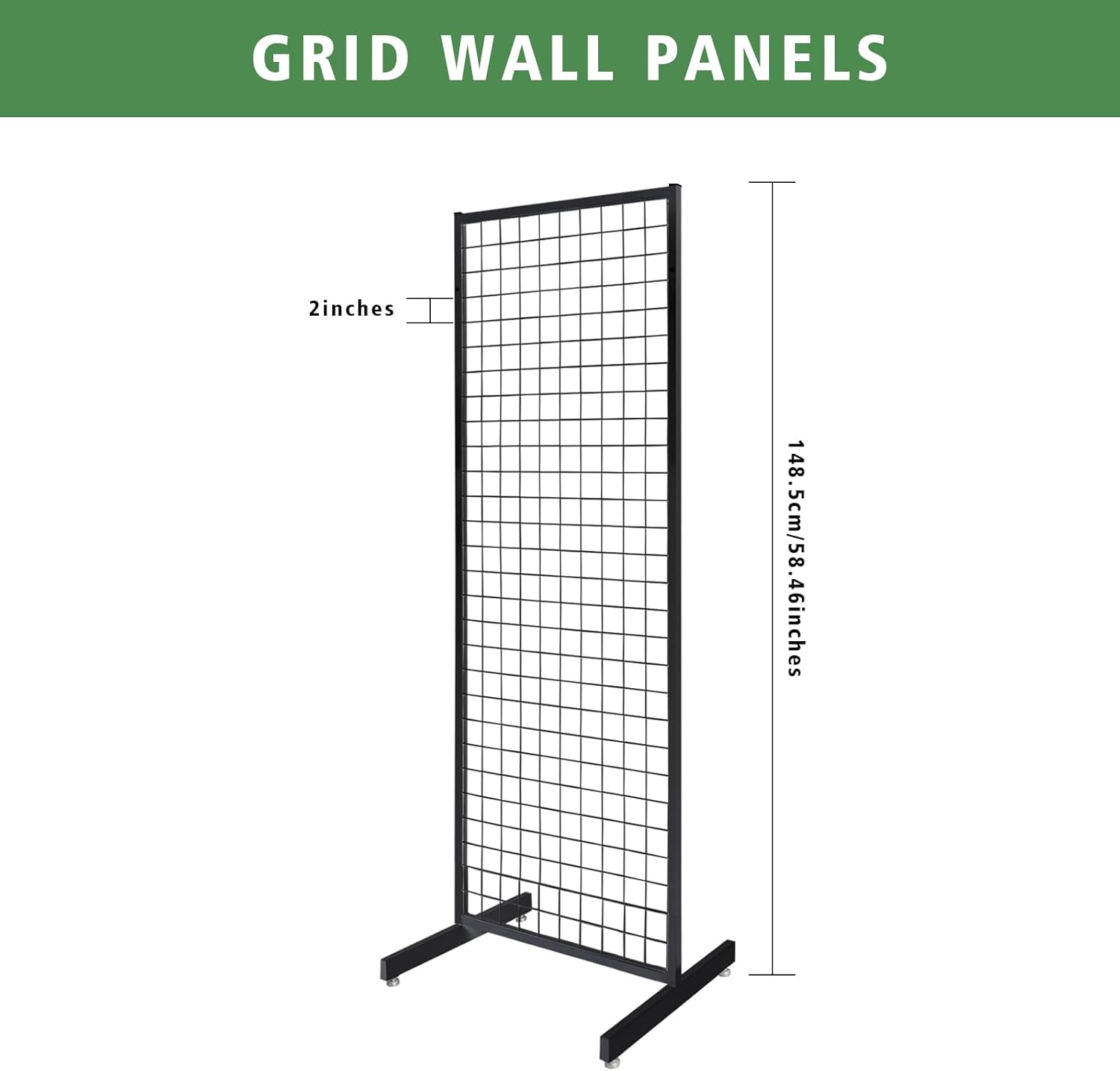 Portable Gridwall Panel Floorstanding Display Stand One-Step Installation Black Finish