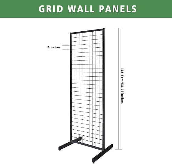 Portable Gridwall Panel Floorstanding Display Stand One-Step Installation Black Finish